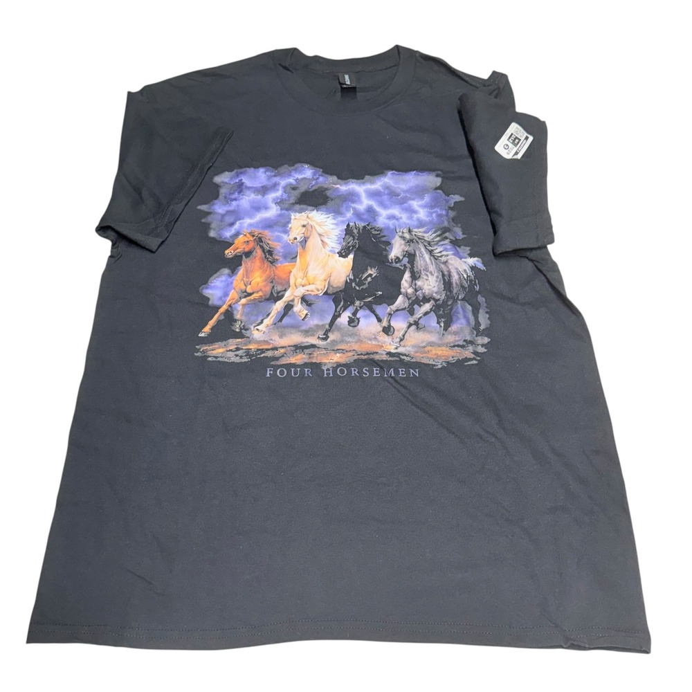 Four Horsemen Running Horse and Lightning Graphic Tee